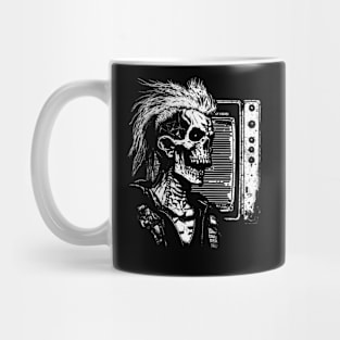 Punk Skull and Scan Lines on TV Mug